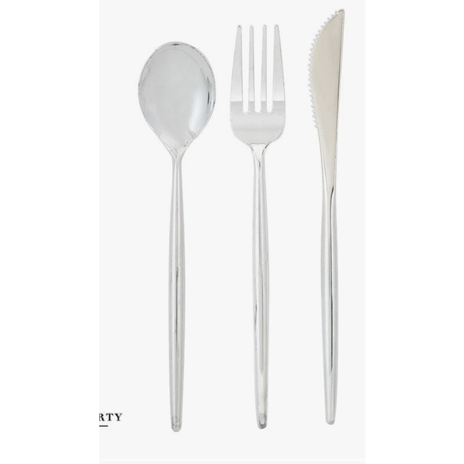Matrix Silver Plastic Cutlery Set | 30 Pieces