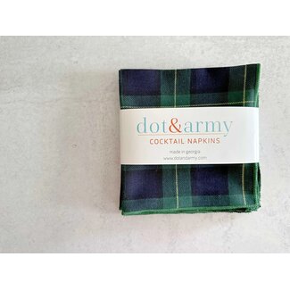 Tartan Cloth Cocktail napkins, Forest Green S/4