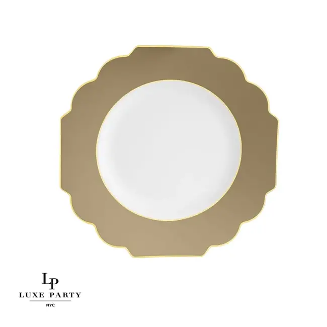 Scalloped Gold Plastic Plates | 10 Pack  10 Plastic Plates, 10.7" Dinner Plates