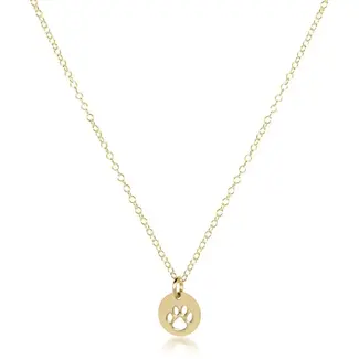 16" NECKLACE GOLD - PAW PRINT SMALL GOLD DISC