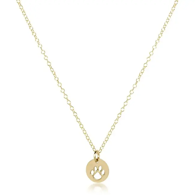 16" NECKLACE GOLD - PAW PRINT SMALL GOLD DISC