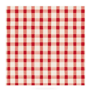 Red Painted Check Cocktail Napkin