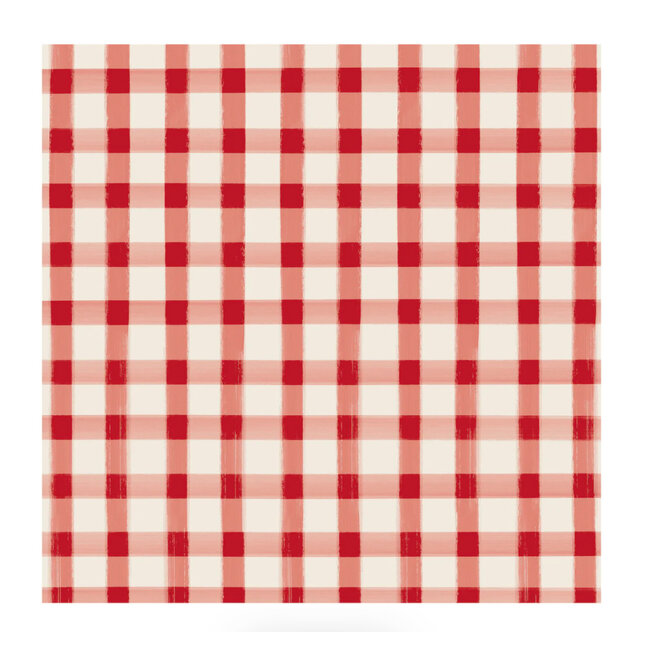 Red Painted Check Cocktail Napkin