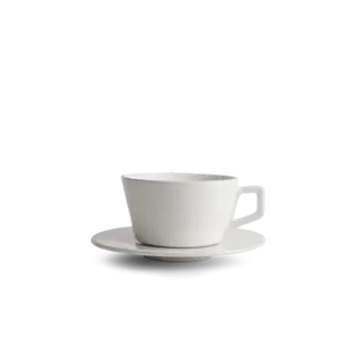 Angle Lg. Latte Mug with Saucer - White, 12oz