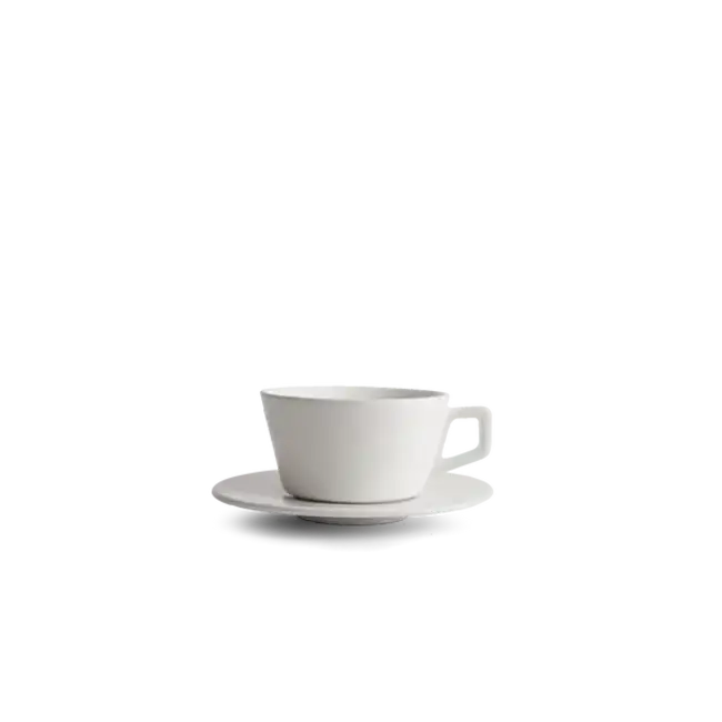 Angle Capp & Sm Latte Mug with Saucer - White, 6oz