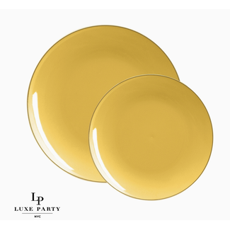 Yellow • Gold Round Plastic Plates | 10 Pack, 10.25" Dinner Plates