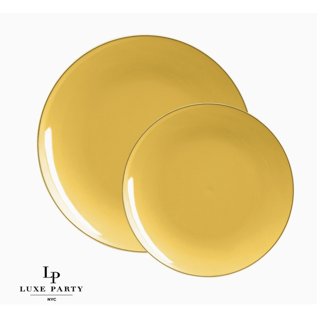Yellow • Gold Round Plastic Plates | 10 Pack, 10.25" Dinner Plates