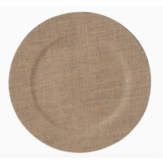 Natural Wood Linen Round Plastic Charger Plate
