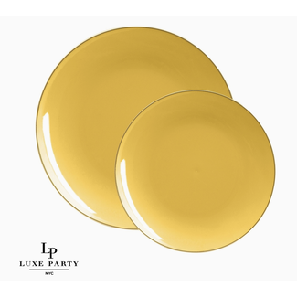Yellow • Gold Round Plastic Plates | 10 Pack, 7.25" Appetizer Plates