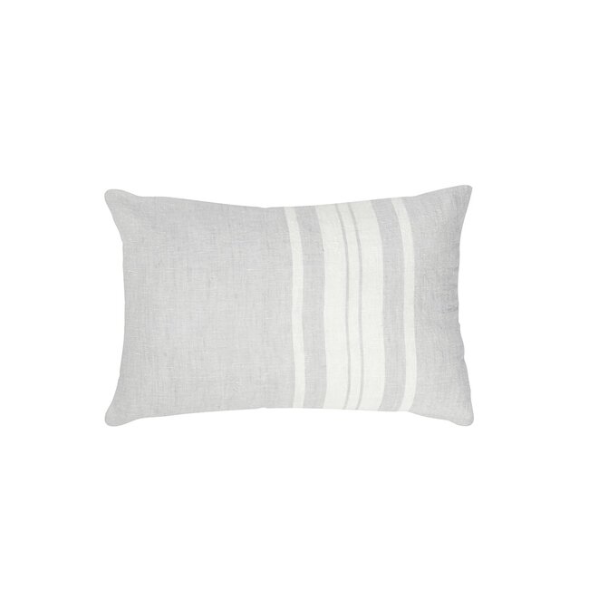 Light Grey Bold Stripes 14x20 Down So Soft Linen Pillow