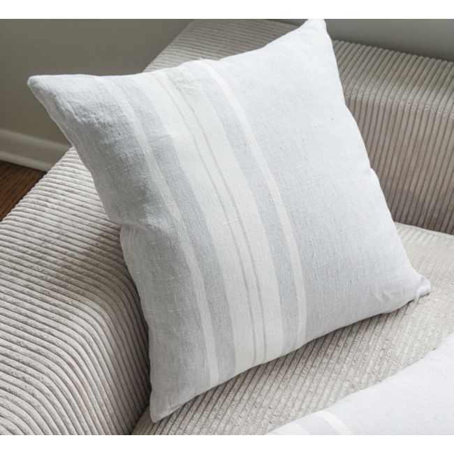 Light Grey Bold Stripes 20x20 Down So Soft Linen Pillow