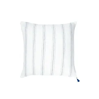 White w/ Blue Stripes 20x20 Down So Soft Linen Pillow