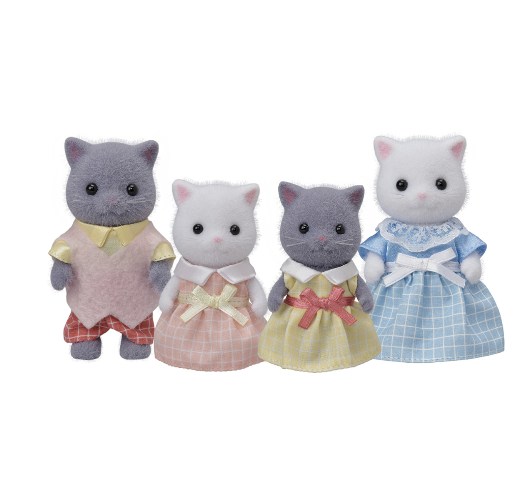 Calico Critters Sandy Cat Family, 4pc Miniature Doll Figures