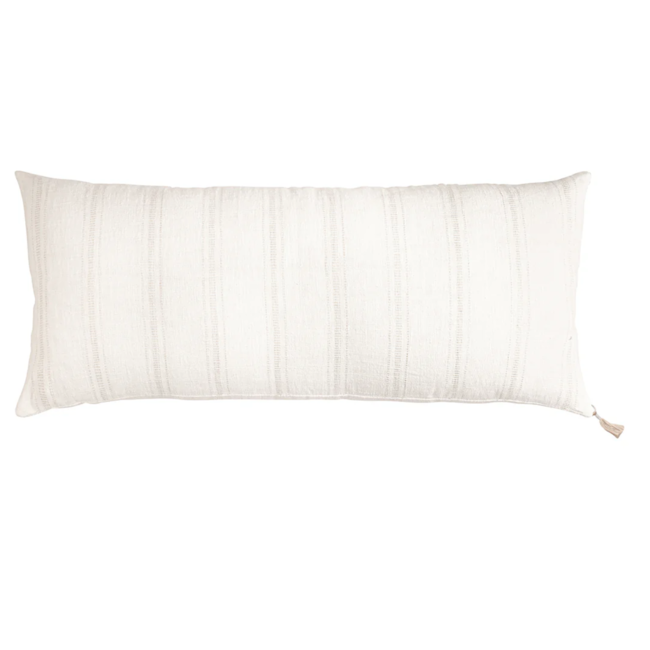 White w/ Beige Stripes 13x30 Down So Soft Linen Pillow