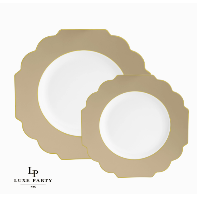 Gold Scalloped Plastic Plates | 10 Pack