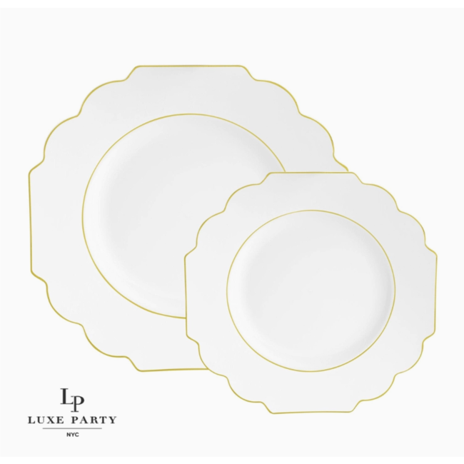 Gold Scalloped Plastic Plates | 10 Pack