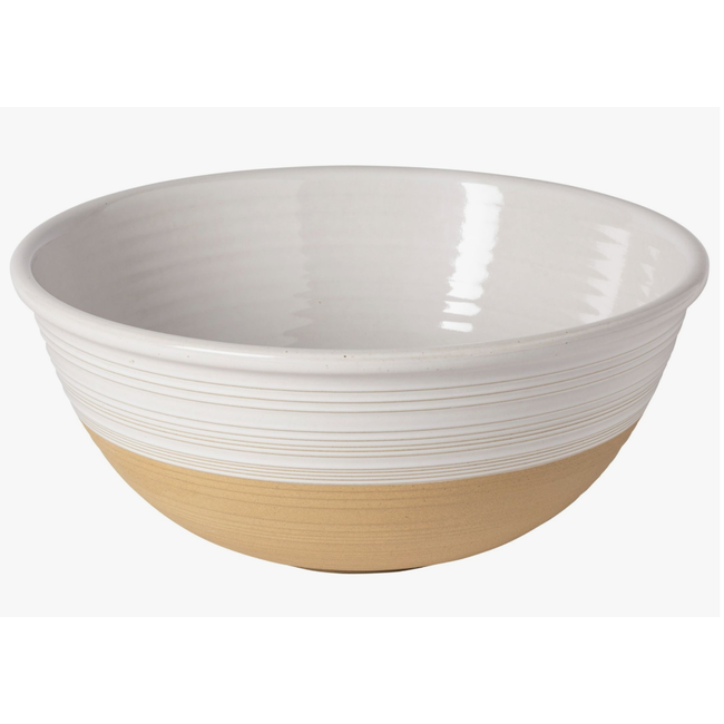 Serving Bowl, Scotia White with Wood Lid