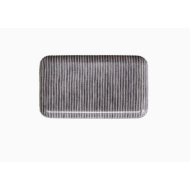 Linen Tray S Grey White Stripe