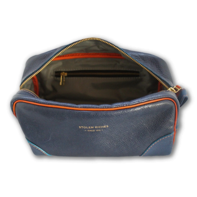 Blue Leather Dopp Bag