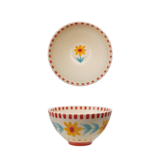 Stoneware Bowl Retro Flowers - Small