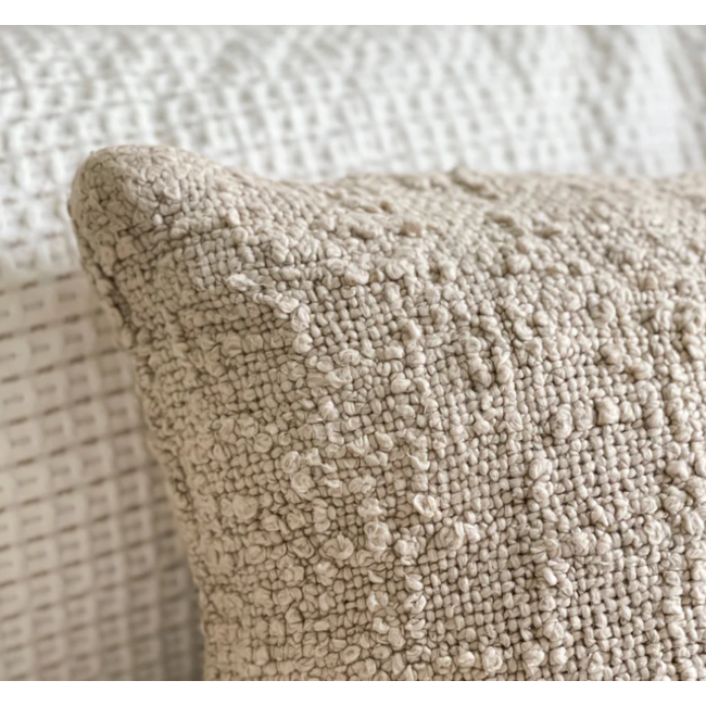 Cozy Cotton Beige Boucle 14x20 Pillow