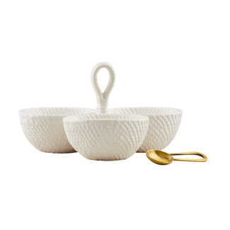 Woven Stoneware Triple Tidbit Set