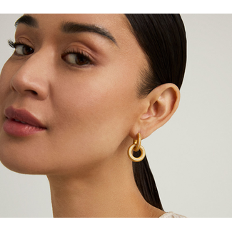 Petite Pave Drop Hoop - Gold  /White Topaz