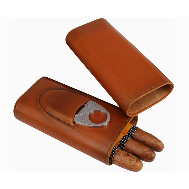 Leather Cigar Case - Brown