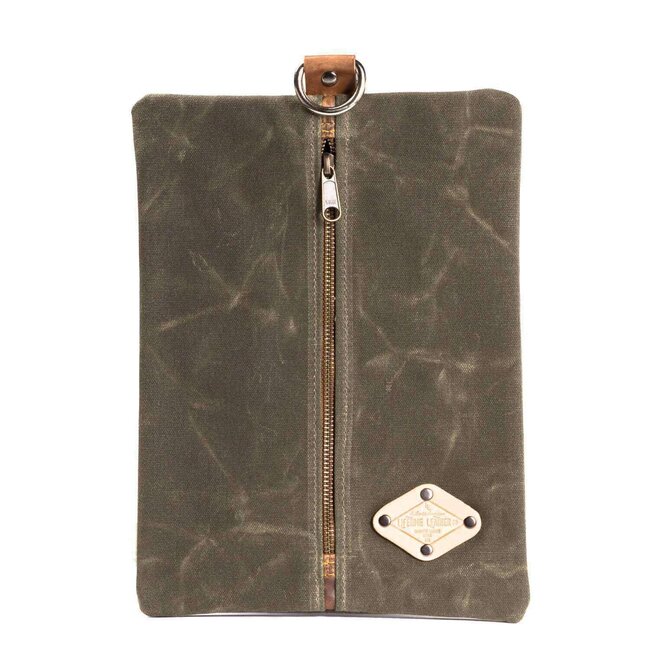 Flat Pack - Waxed Canvas Green Toiletry Bag