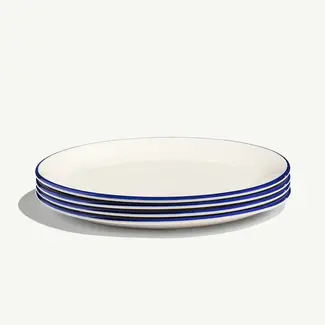 made in Set of 4 Dinner Plates, 10.5" - Navy Rim
