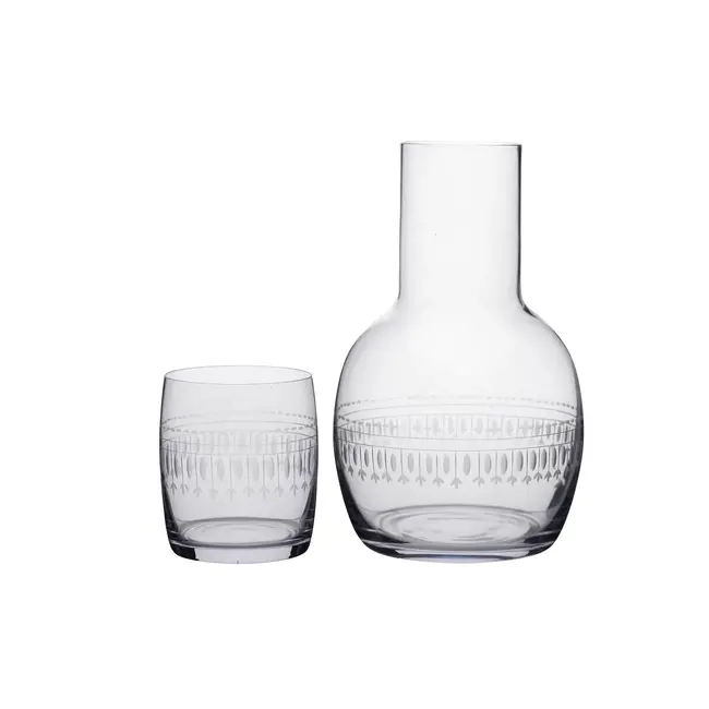 Crystal Carafe Set with Ovals Design