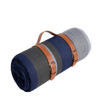 Fleece Blanket + Leather Tote Strap