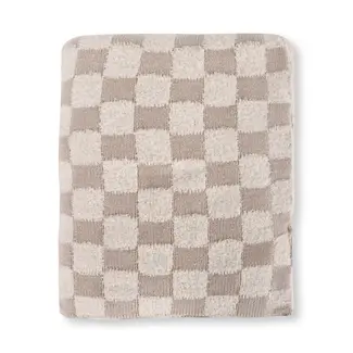 Tan Checkered - Jacquard Terry Knit Baby Blanket