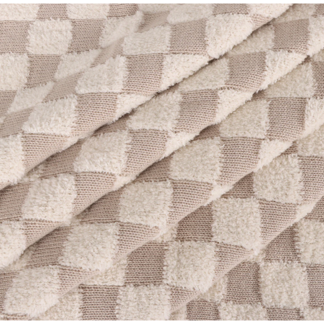 Tan Checkered - Jacquard Terry Knit Baby Blanket