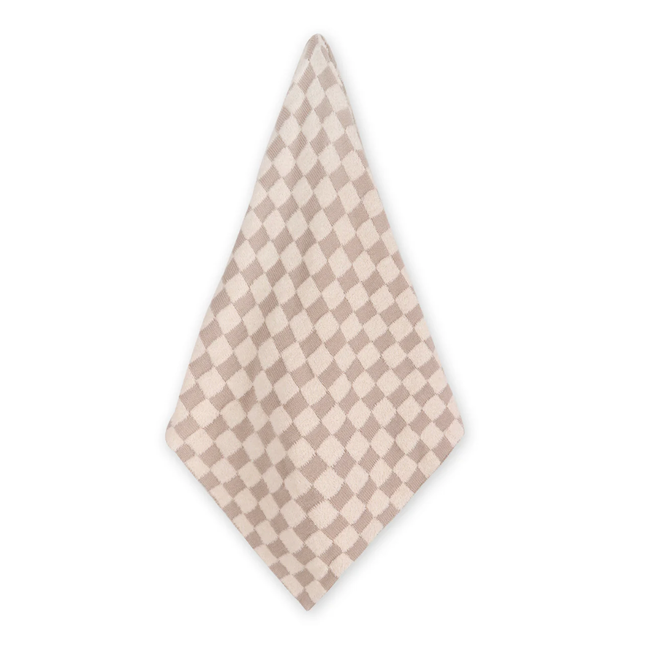 Tan Checkered - Jacquard Terry Knit Baby Blanket