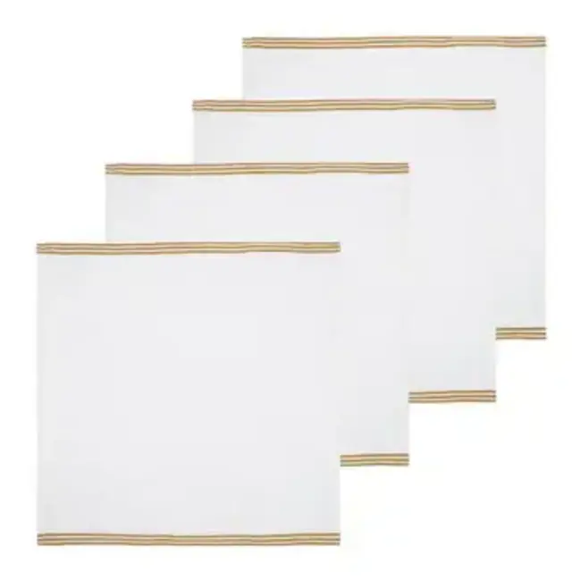 Alsace white & mustard napkins-set of 4