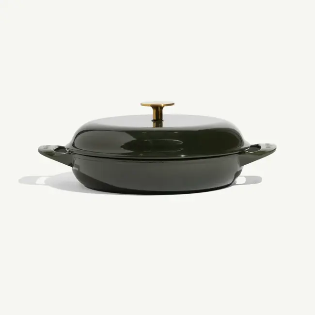 3.5 QT Enameled Cast Iron Braiser - Willow Green