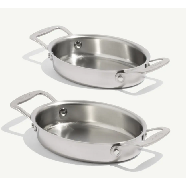 made in Set of 2, Gratins - Oval - Stainless Handles