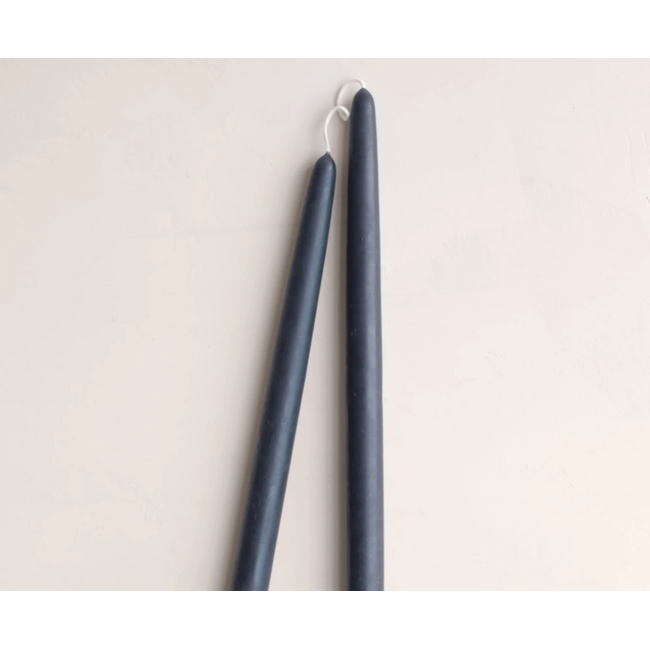 Beeswax Pair of 12" Taper Candles Ink
