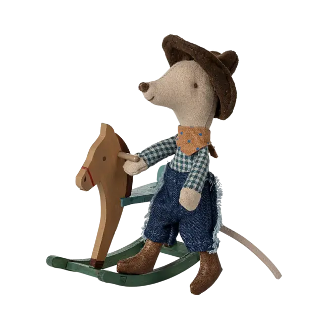 Cowboy mouse on rocking horse