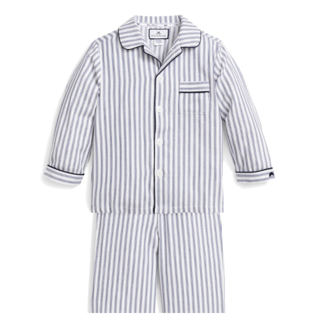 Kids Navy French Ticking Pajama Set