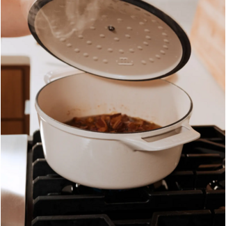 made in Enameled Cast Iron 5.5 qt. Round Dutch Oven - Antique White