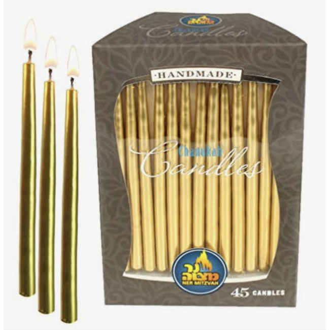 Chanukah Candles - Metallic Gold - 45 Pack