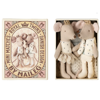 Royal twin mice, Little sister and  brother in matchbox