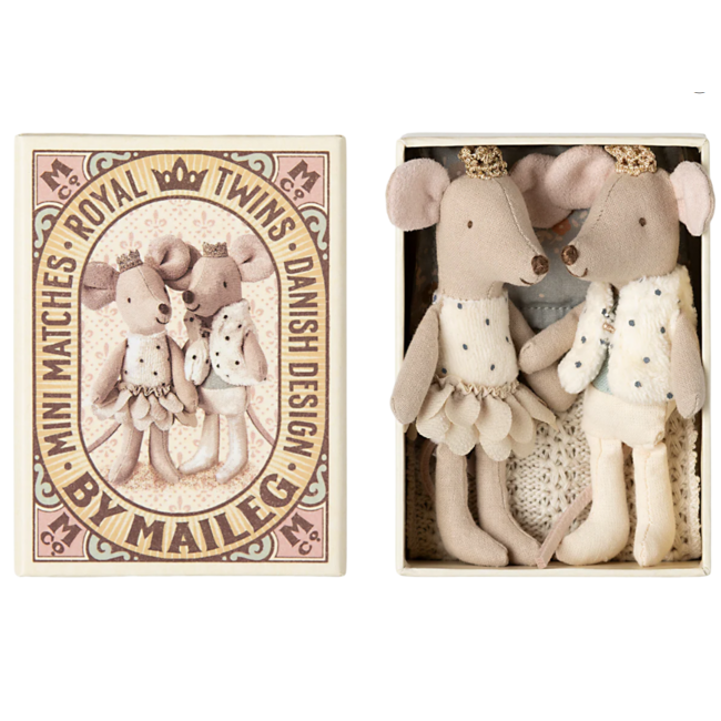 Royal twin mice, Little sister and  brother in matchbox