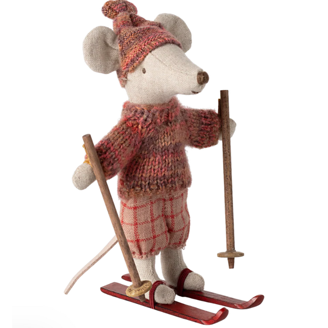Winter mouse with ski set, Big sister  - Rose