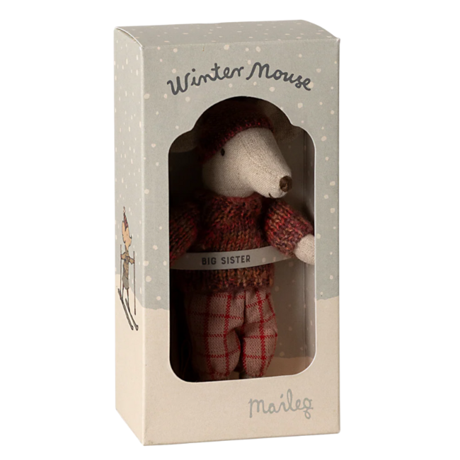 Winter mouse with ski set, Big sister  - Rose