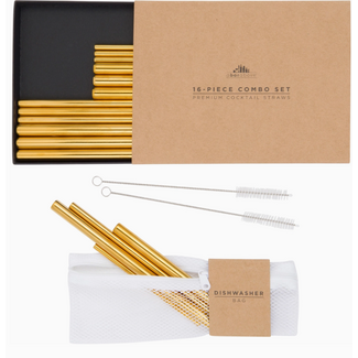 Gold Cocktail Straws - Combo 16pc