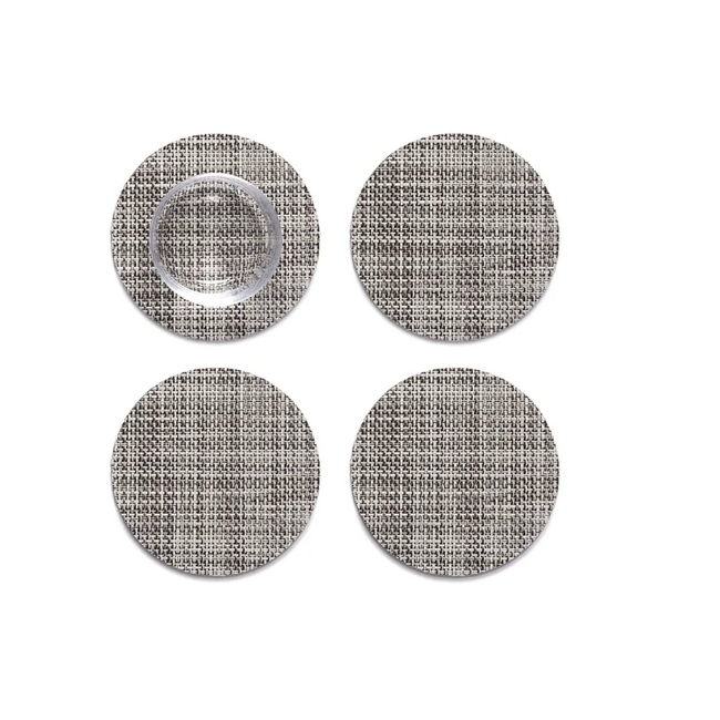 Mini Basketweave Coaster 4PK Gravel