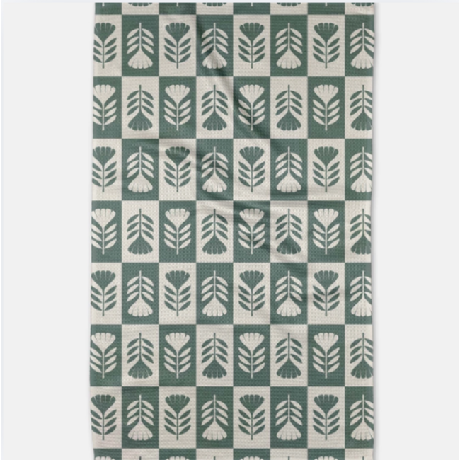 Green Flower Patch Tea Towel